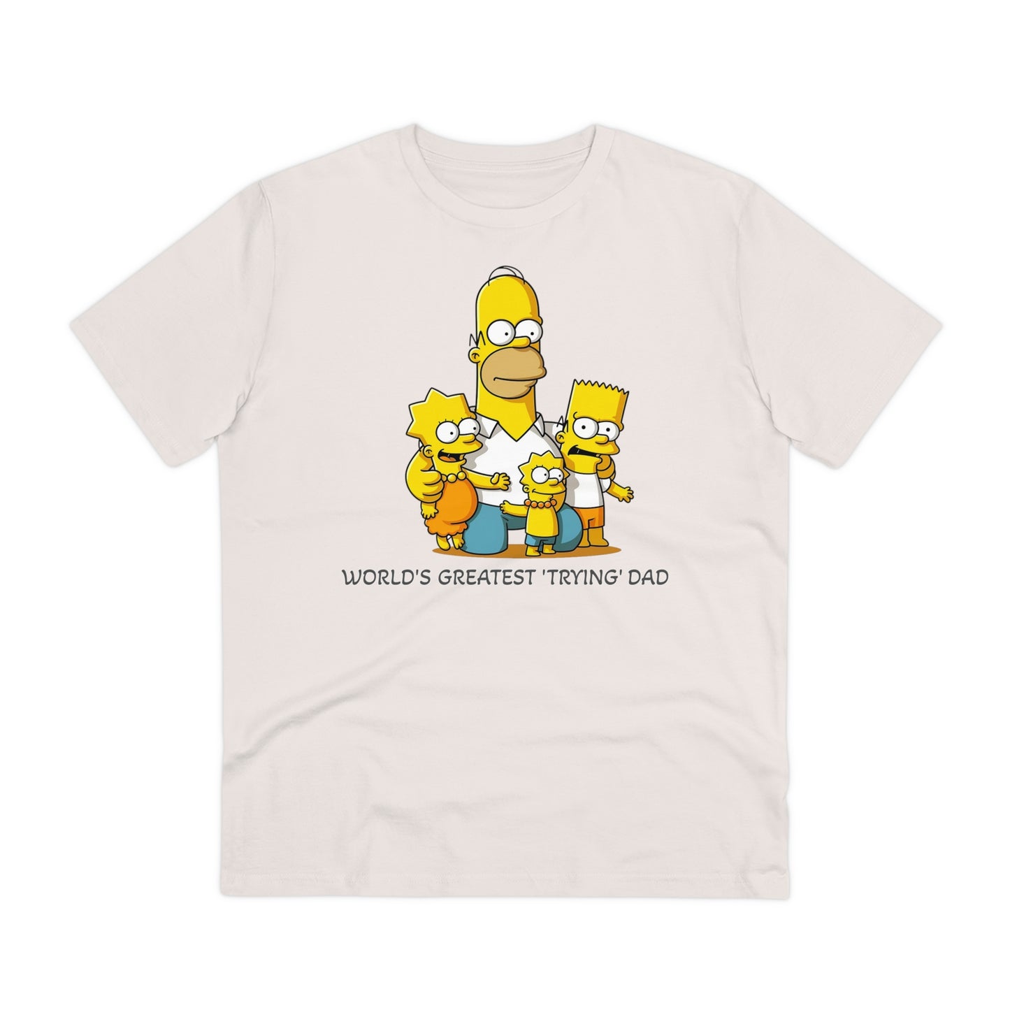 World's Greatest Trying Dad - Unisex Eco-Friendly T-Shirt - Celebrate Father's Day with Cute Homer Simpson and His Kids