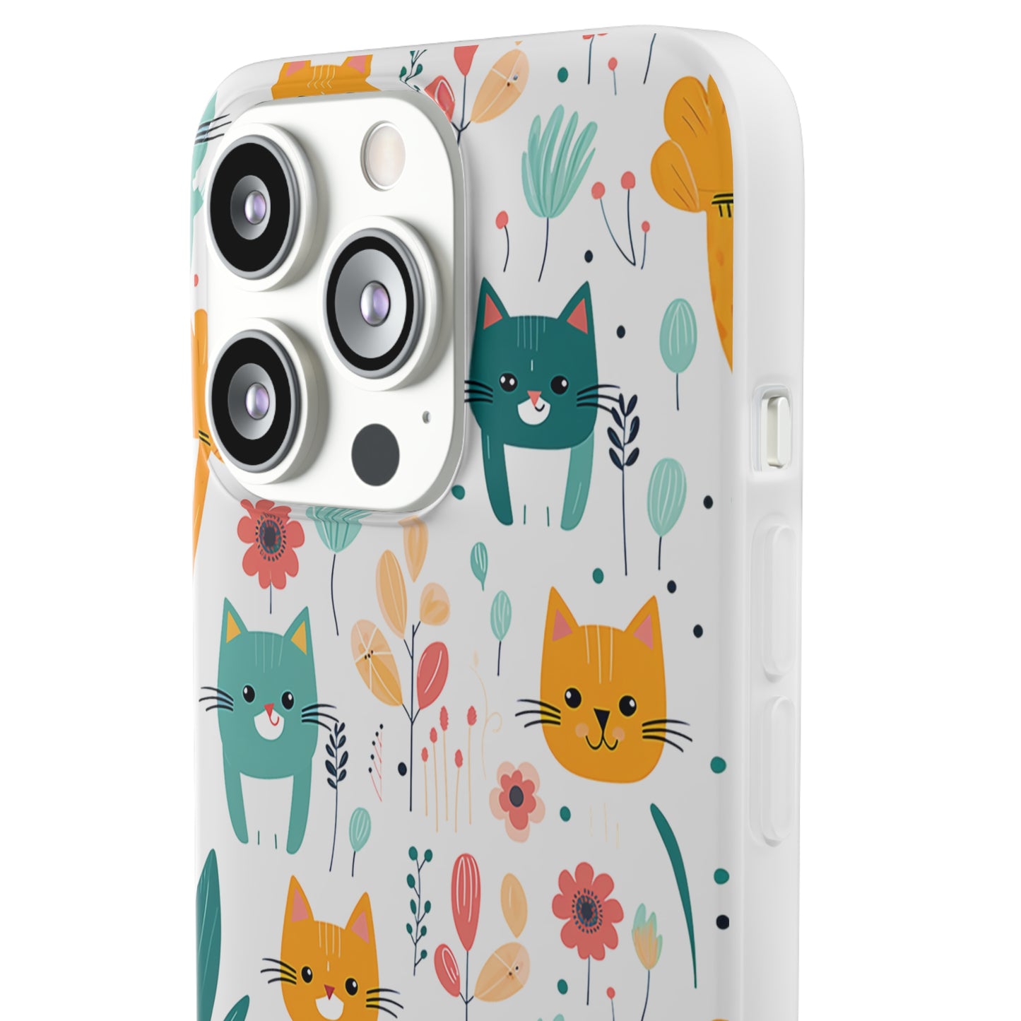 Cute Cats & Flowers Flexi and semi Transparent Phone Case