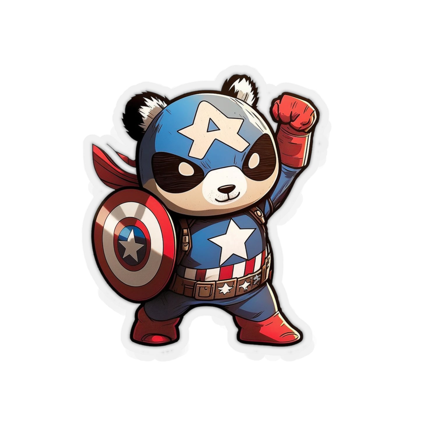 Heroic Captain America Panda Sticker - Ready to Defend Its Friends