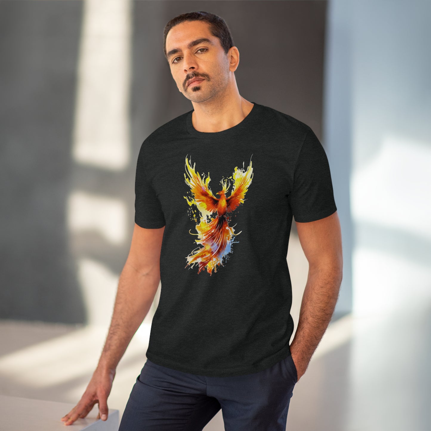 Burning Phoenix Watercolor T-Shirt - Unisex and Eco-Friendly Fashion with a Fiery Twist