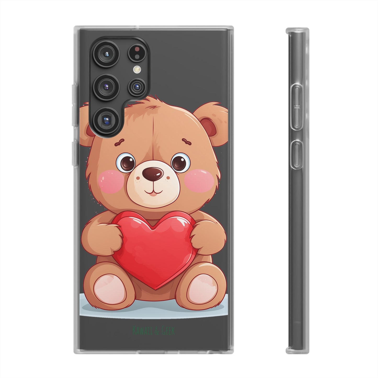 Teddy Bear Heart Phone Case - Flexi & Semi-Transparent - Valentine's Day