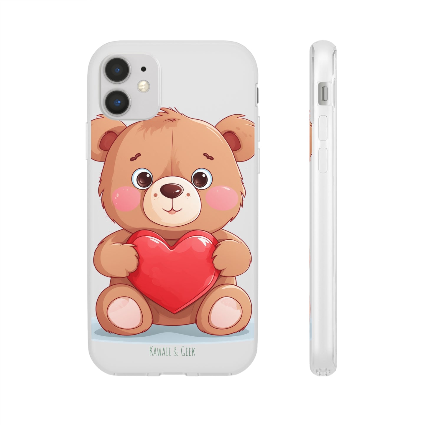 Teddy Bear Heart Phone Case - Flexi & Semi-Transparent - Valentine's Day