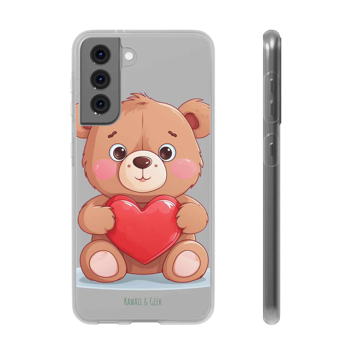 Teddy Bear Heart Phone Case - Flexi & Semi-Transparent - Valentine's Day