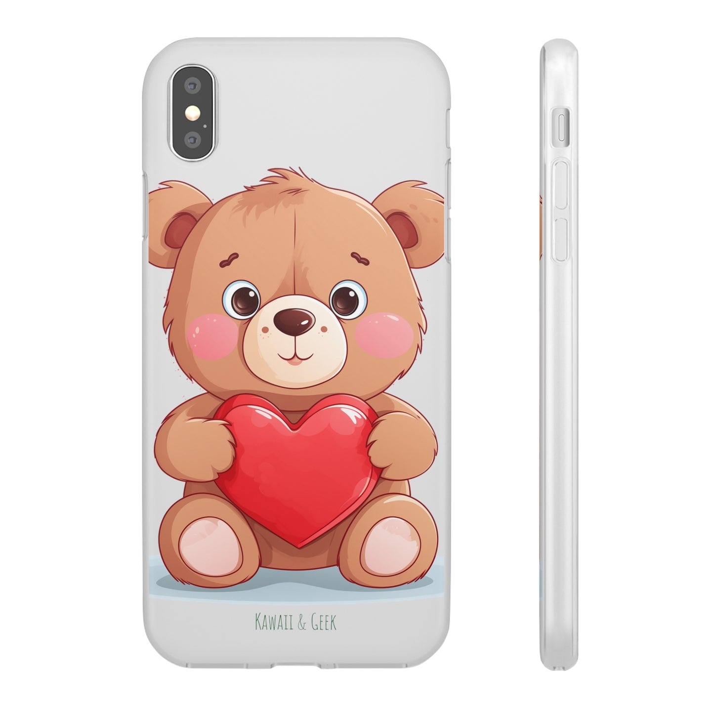 Teddy Bear Heart Phone Case - Flexi & Semi-Transparent - Valentine's Day