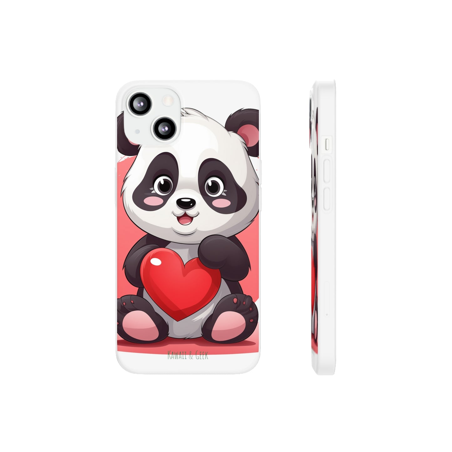 Valentine's Panda Heart Phone Case - Flexi & Semi-Transparent