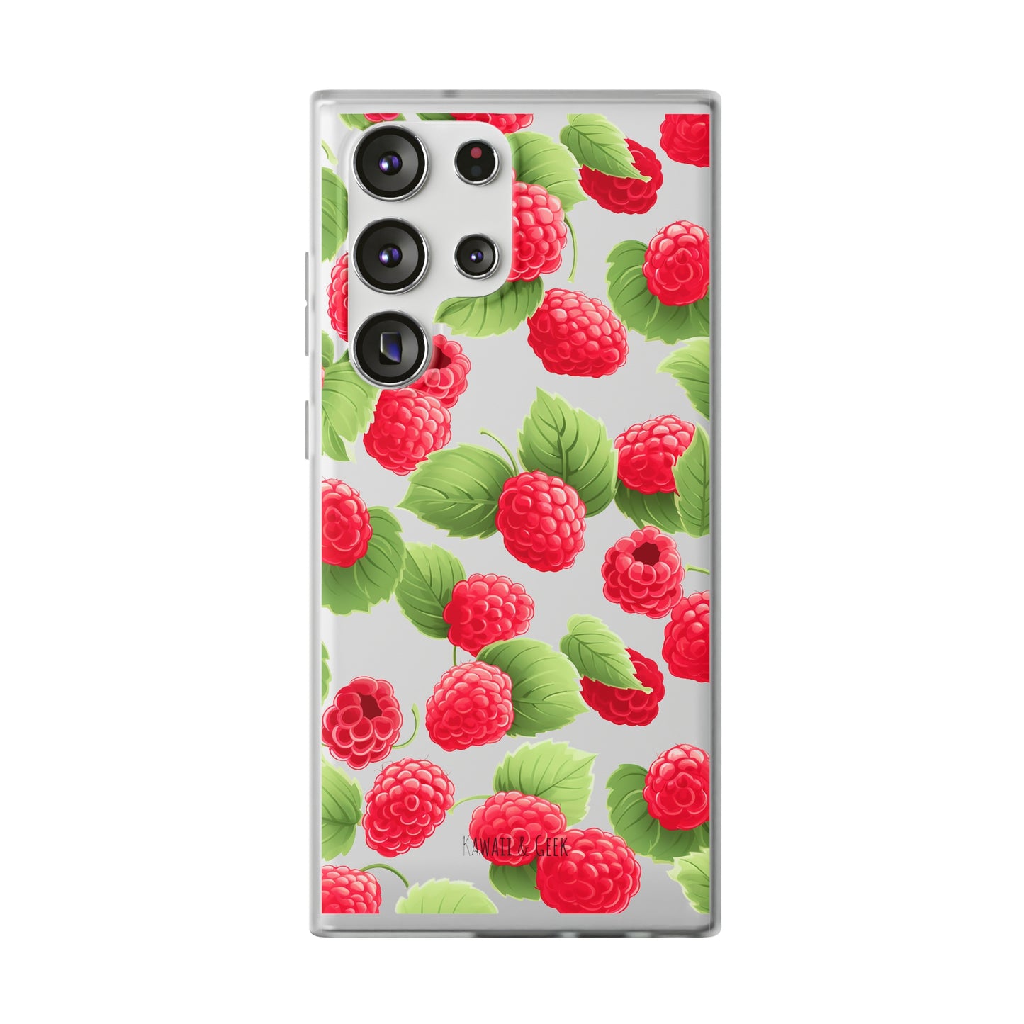 Raspberry Delight: Transparent Flexi Phone Case