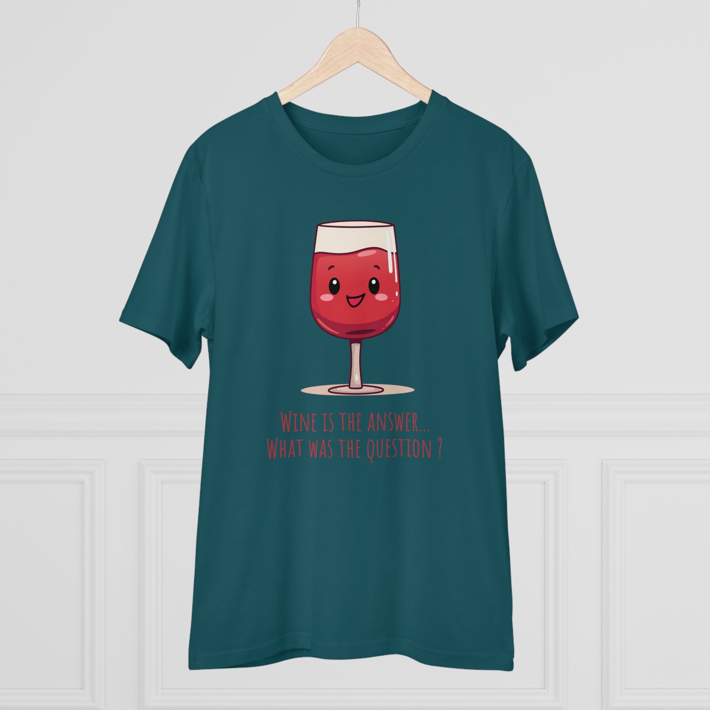 Eco-Friendly 'Wine is the Answer' T-Shirt - Cute Red Wine Design, Unisex