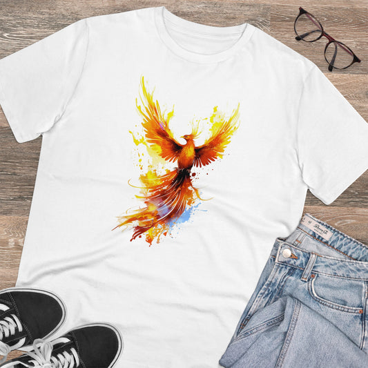 Burning Phoenix Watercolor T-Shirt - Unisex and Eco-Friendly Fashion with a Fiery Twist