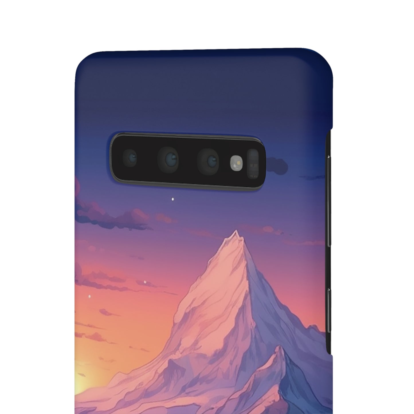 Snowy Mountain Landscape Sunset Phone Case - Discover Serenity with a Charming Mountain Village