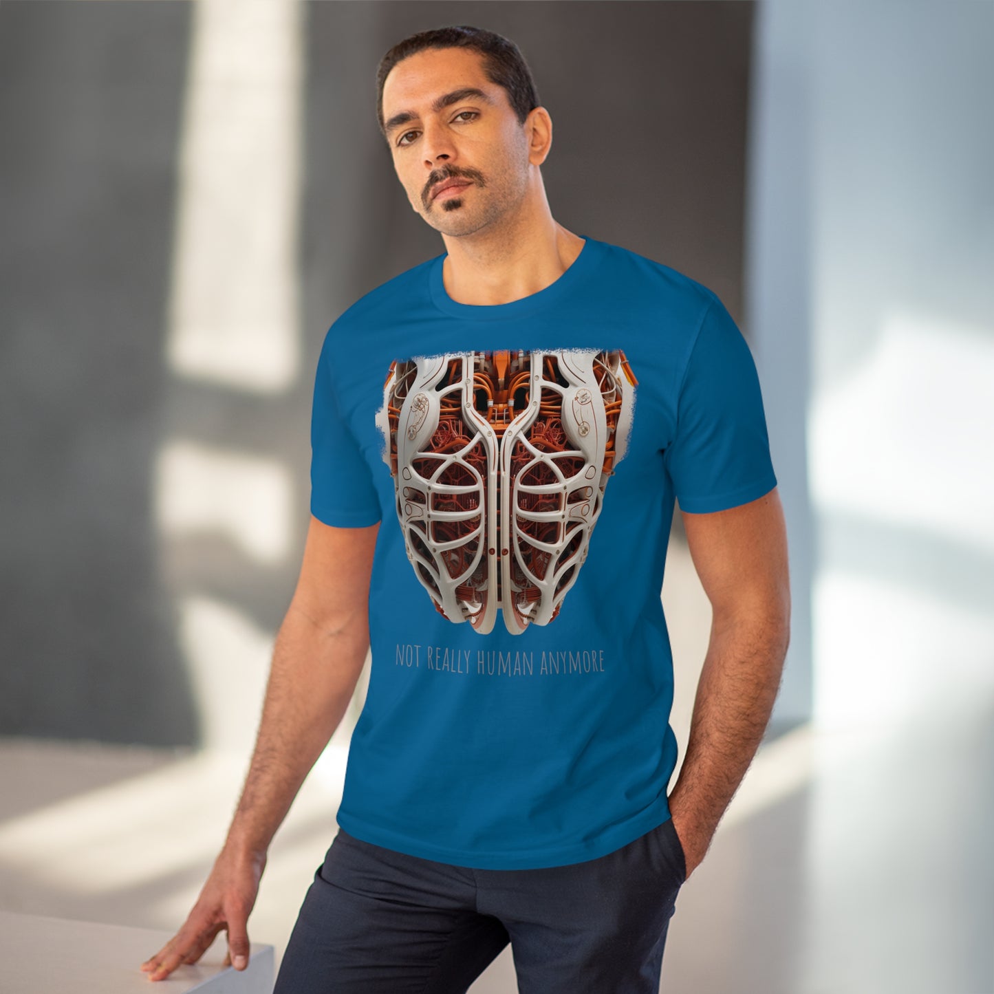 Eco-T-shirt: Cybernetic Chest "Not Really Human"