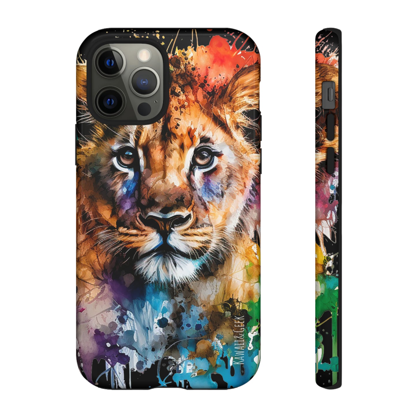 Watercolor Lion Cub Tough Phone Case - iPhone 15 compatible