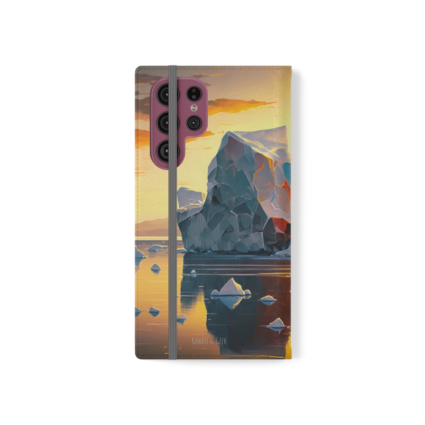 Arctic Landscape and Iceberg at Sunset Flip Phone Case - Capture the Serenity of Nature on Your Device