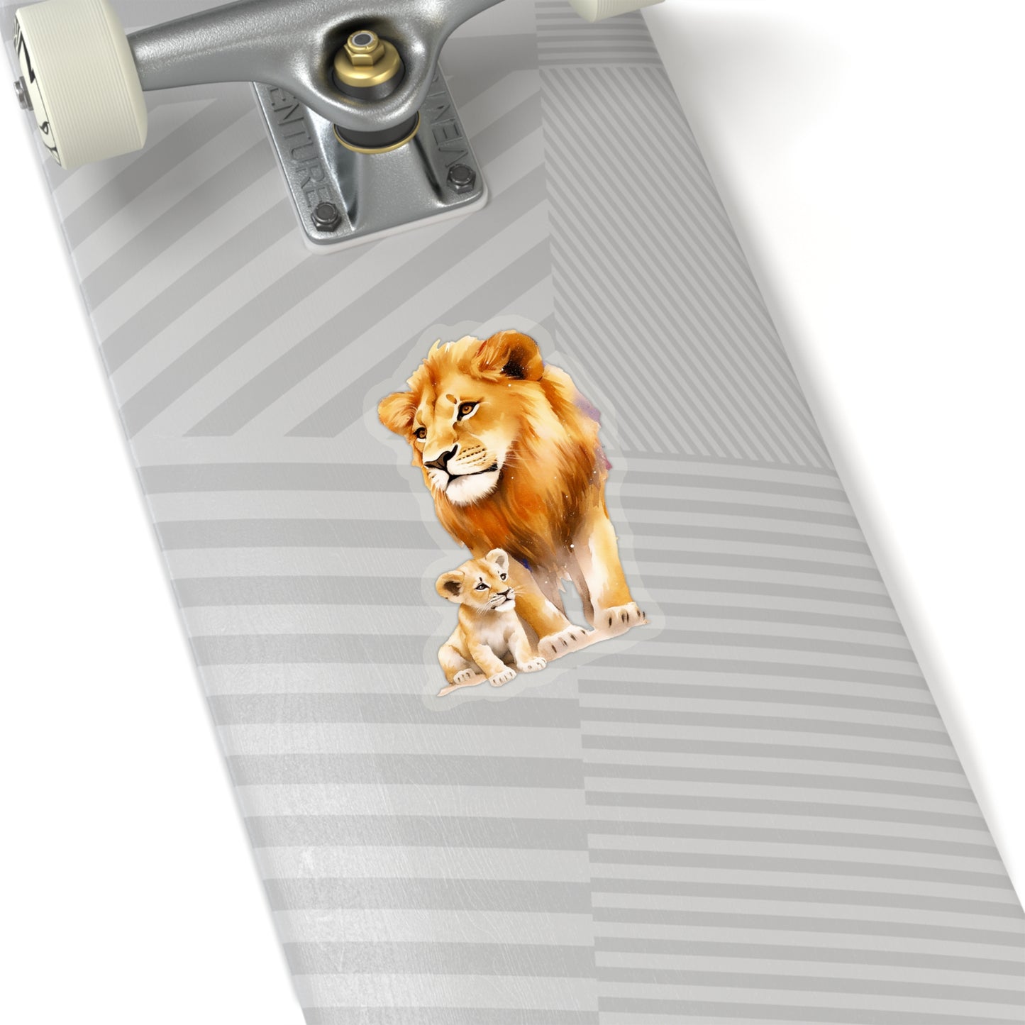 Lion King and Son Watercolor Sticker - Celebrate Father's Day with Majestic Style