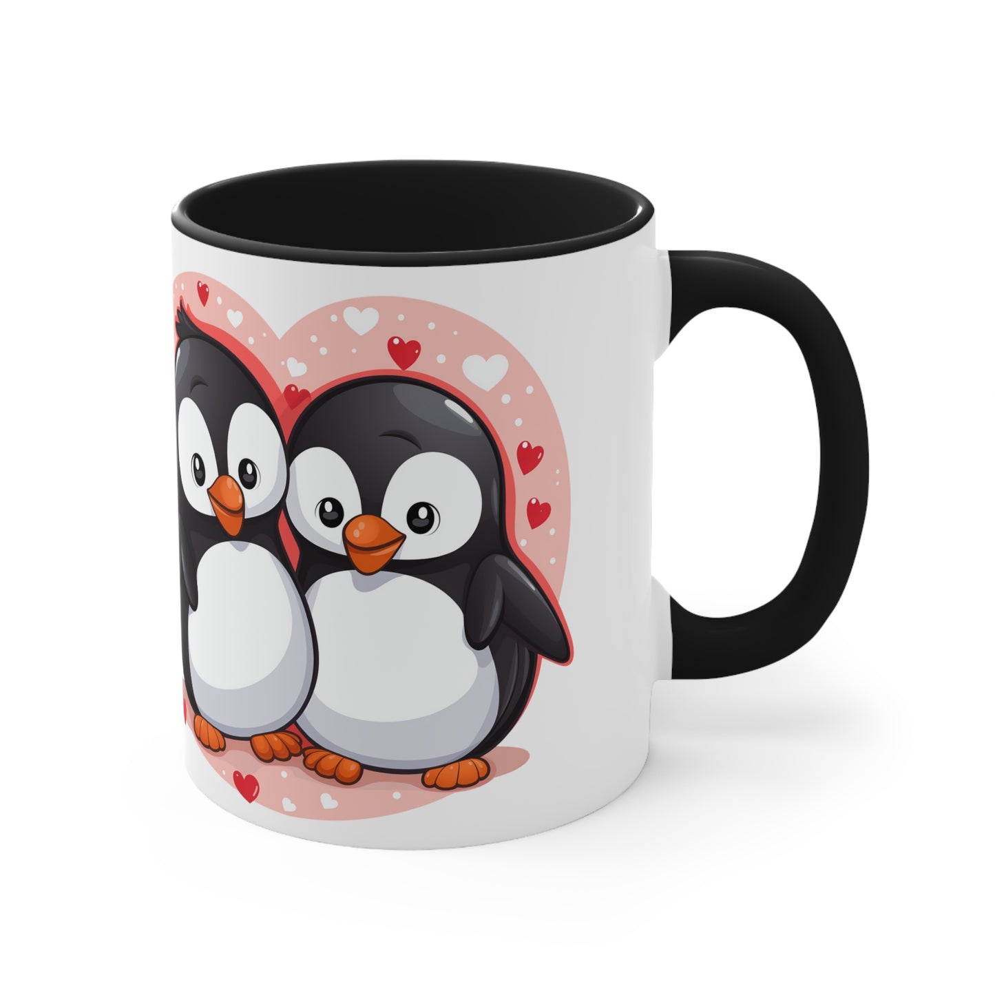 Penguin Love Mug - 11oz Bicolor 'Warm Your Heart' Cup - Valentine's Day