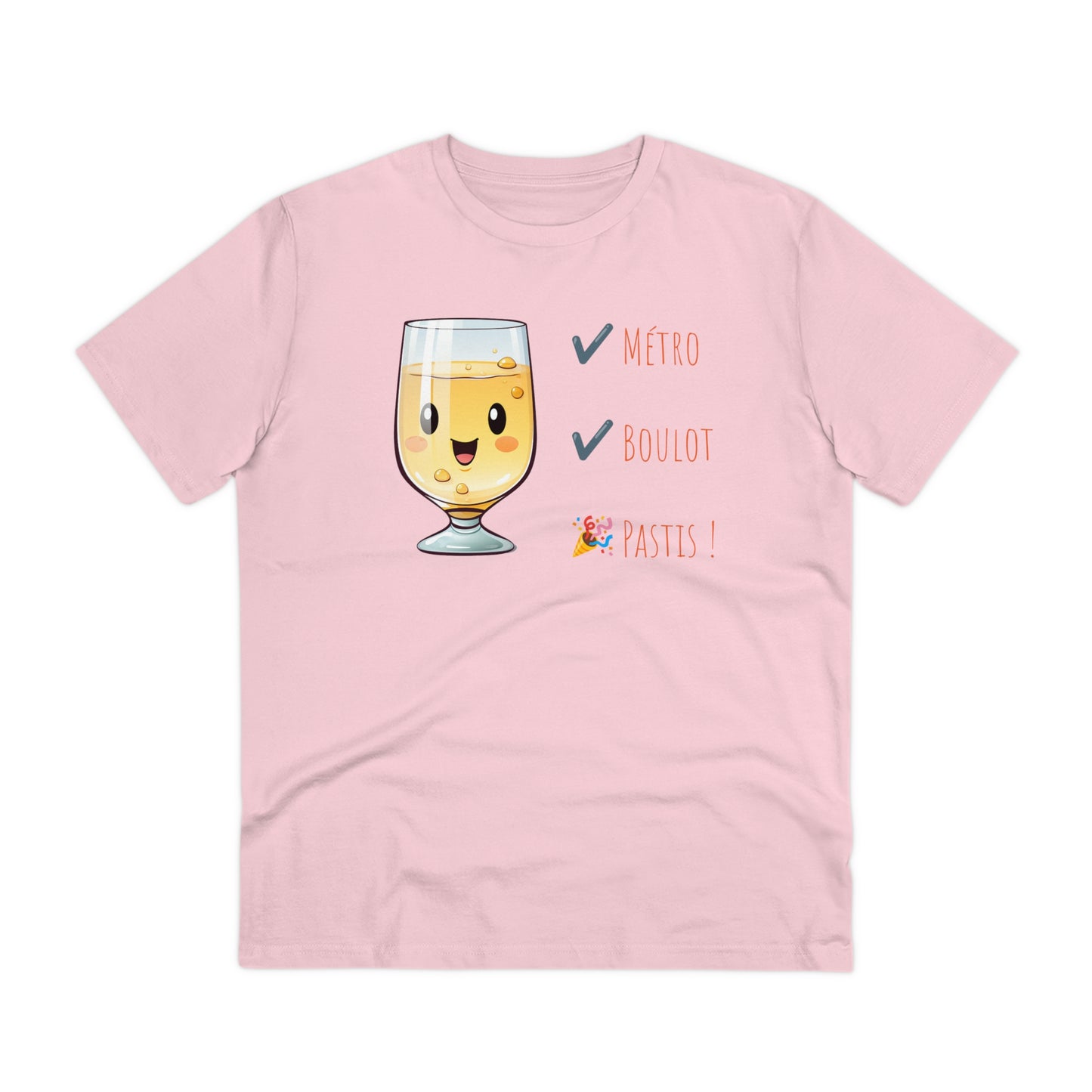 Métro, Boulot, Pastis T-Shirt - Cute Smiling Pastis Glass Design