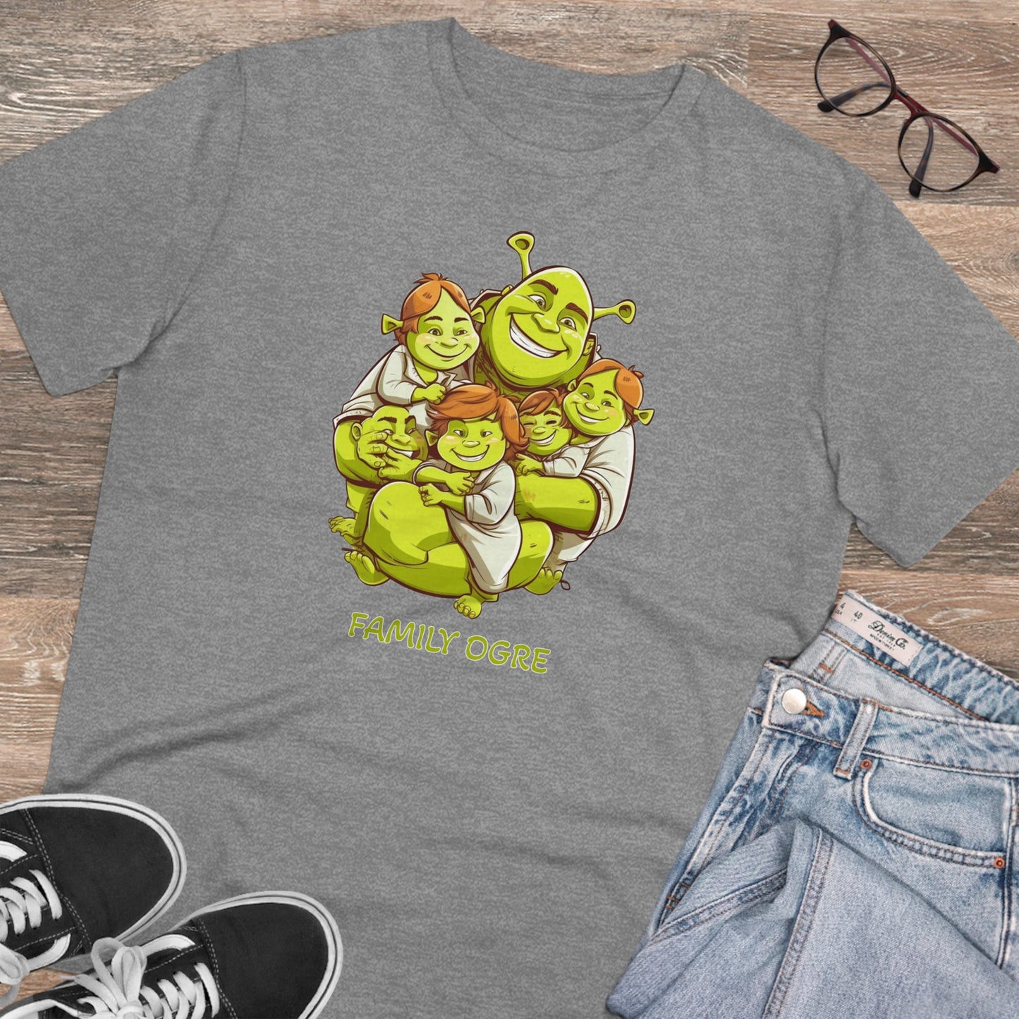 Family Ogre - Unisex Eco-Friendly T-Shirt - Celebrate Father's Day with Shrek and His Kids