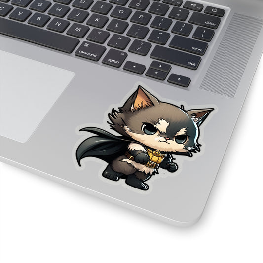 Cute and Fluffy Batcat Kitten Sticker - Ready to Take on the Bad Guys