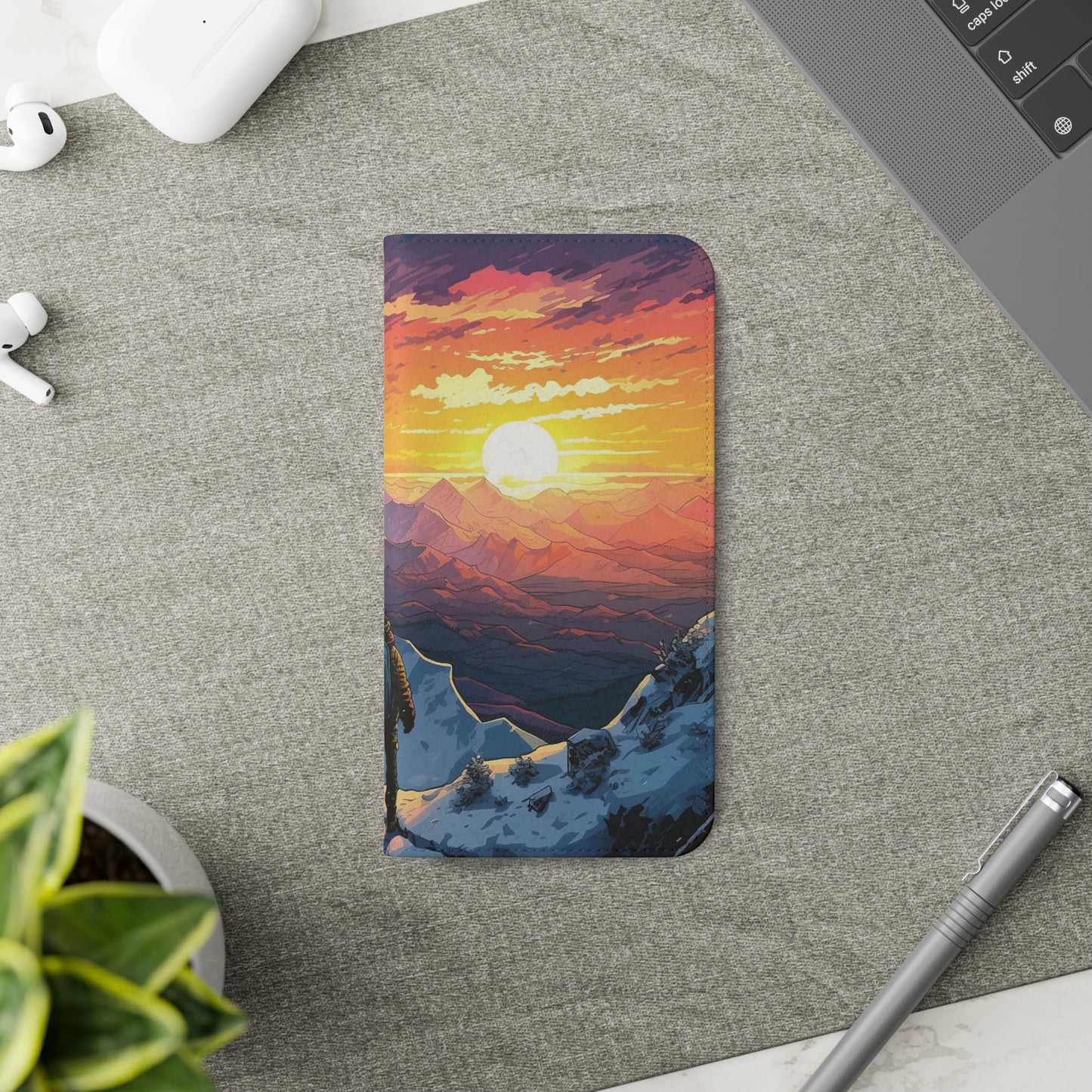 Snowy Mountain Landscape Sunset Flip Phone Case - Embrace the Beauty of Nature on Your Device