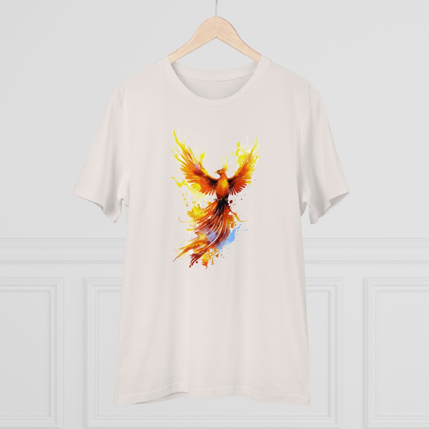 Burning Phoenix Watercolor T-Shirt - Unisex and Eco-Friendly Fashion with a Fiery Twist