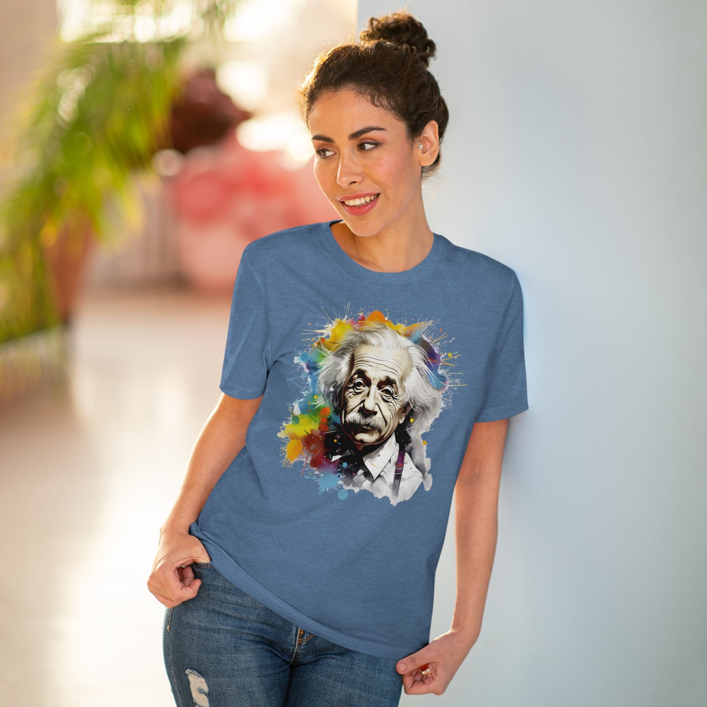 Albert Einstein Eco-friendly T-shirt : Watercolor Essence