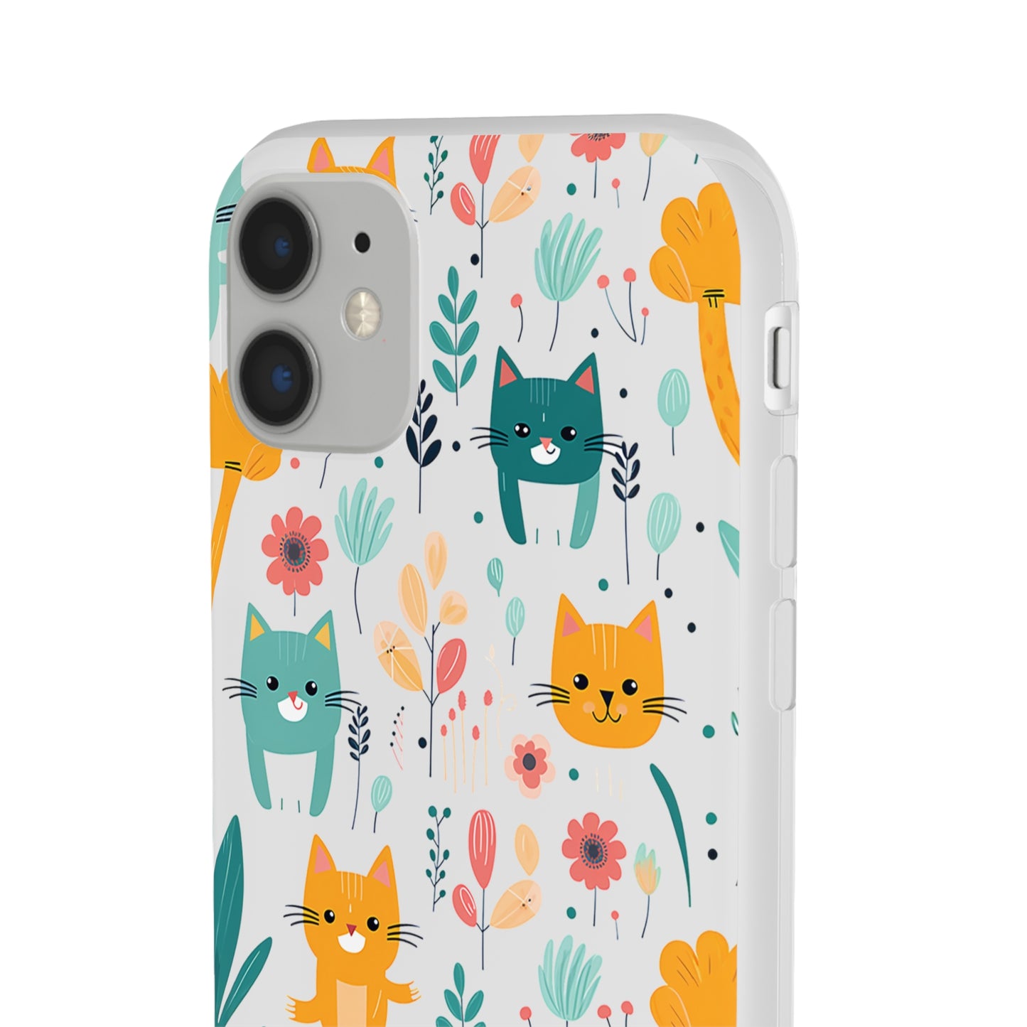 Cute Cats & Flowers Flexi and semi Transparent Phone Case