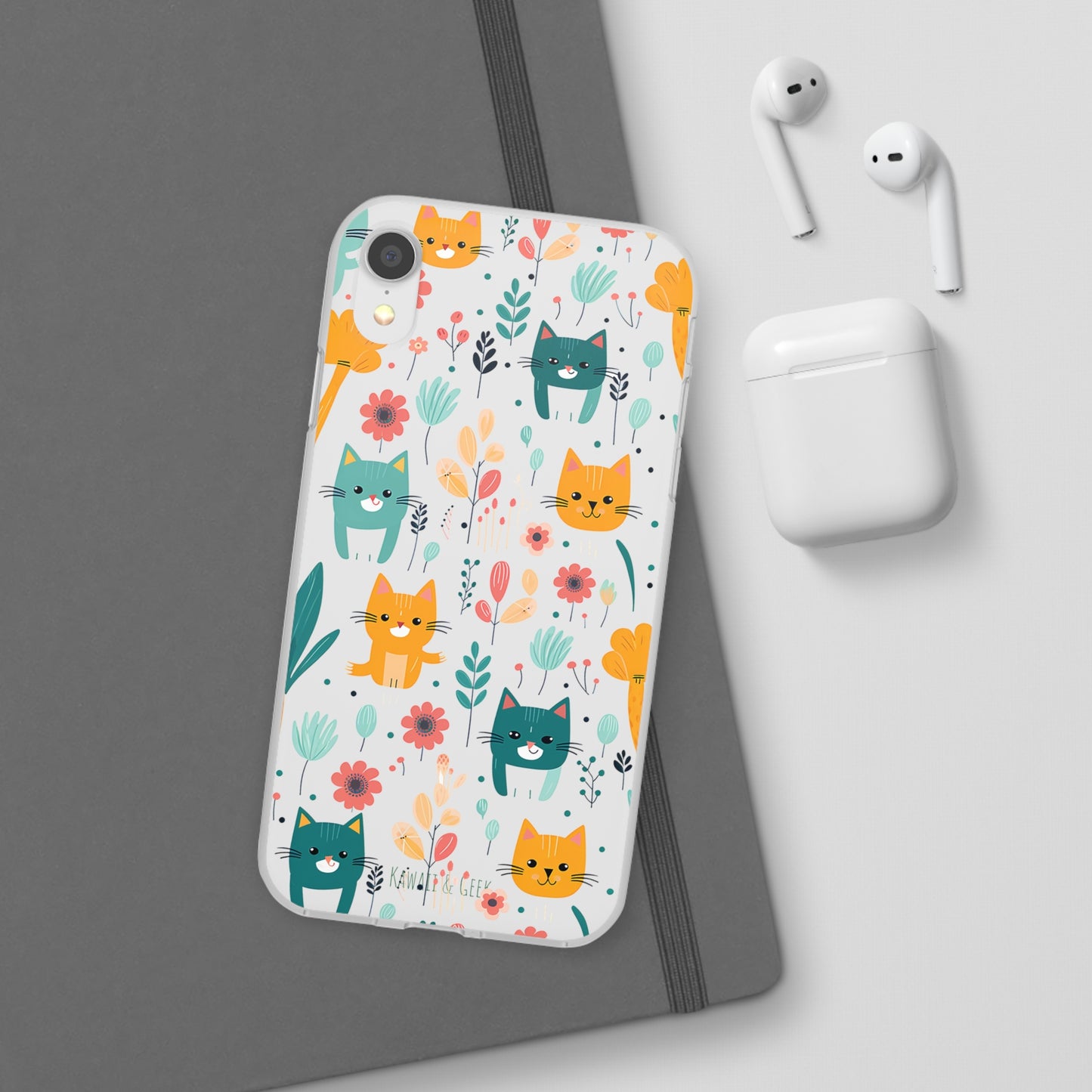 Cute Cats & Flowers Flexi and semi Transparent Phone Case