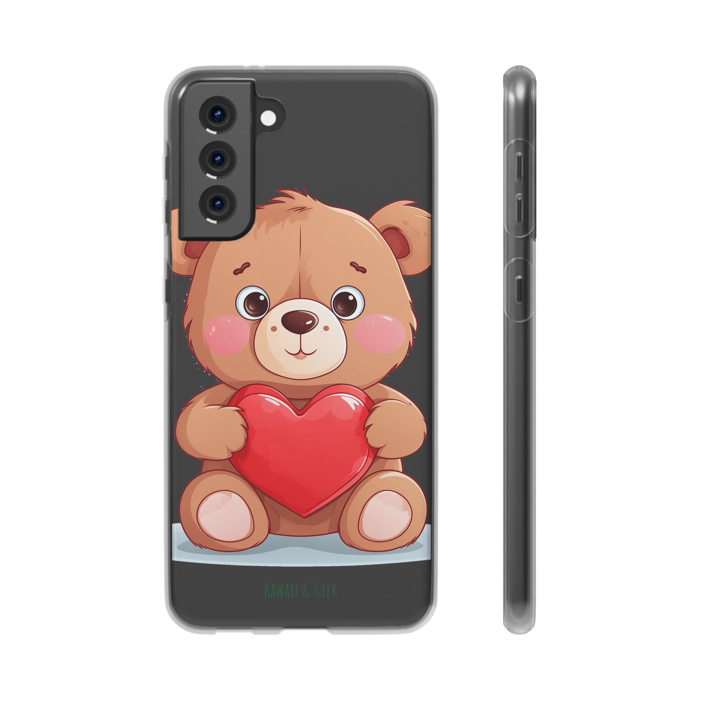 Teddy Bear Heart Phone Case - Flexi & Semi-Transparent - Valentine's Day