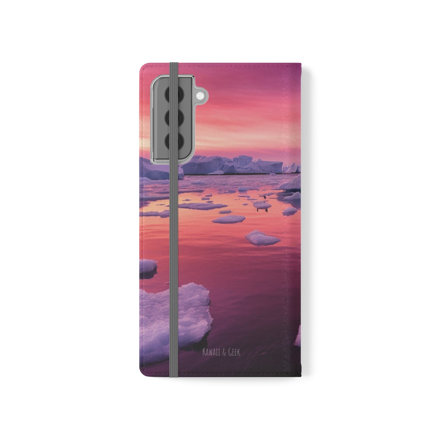 Pinky Arctic Landscape at Sunset Flip Phone Case - Capture the Serenity of Nature on Your Device