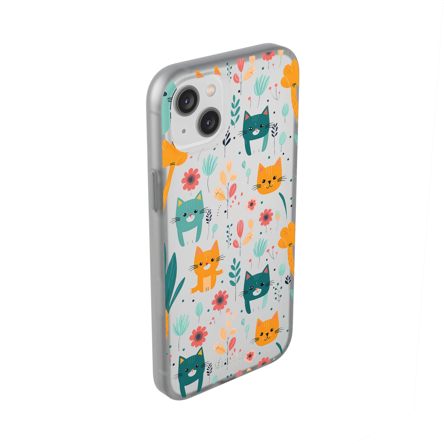 Cute Cats & Flowers Flexi and semi Transparent Phone Case