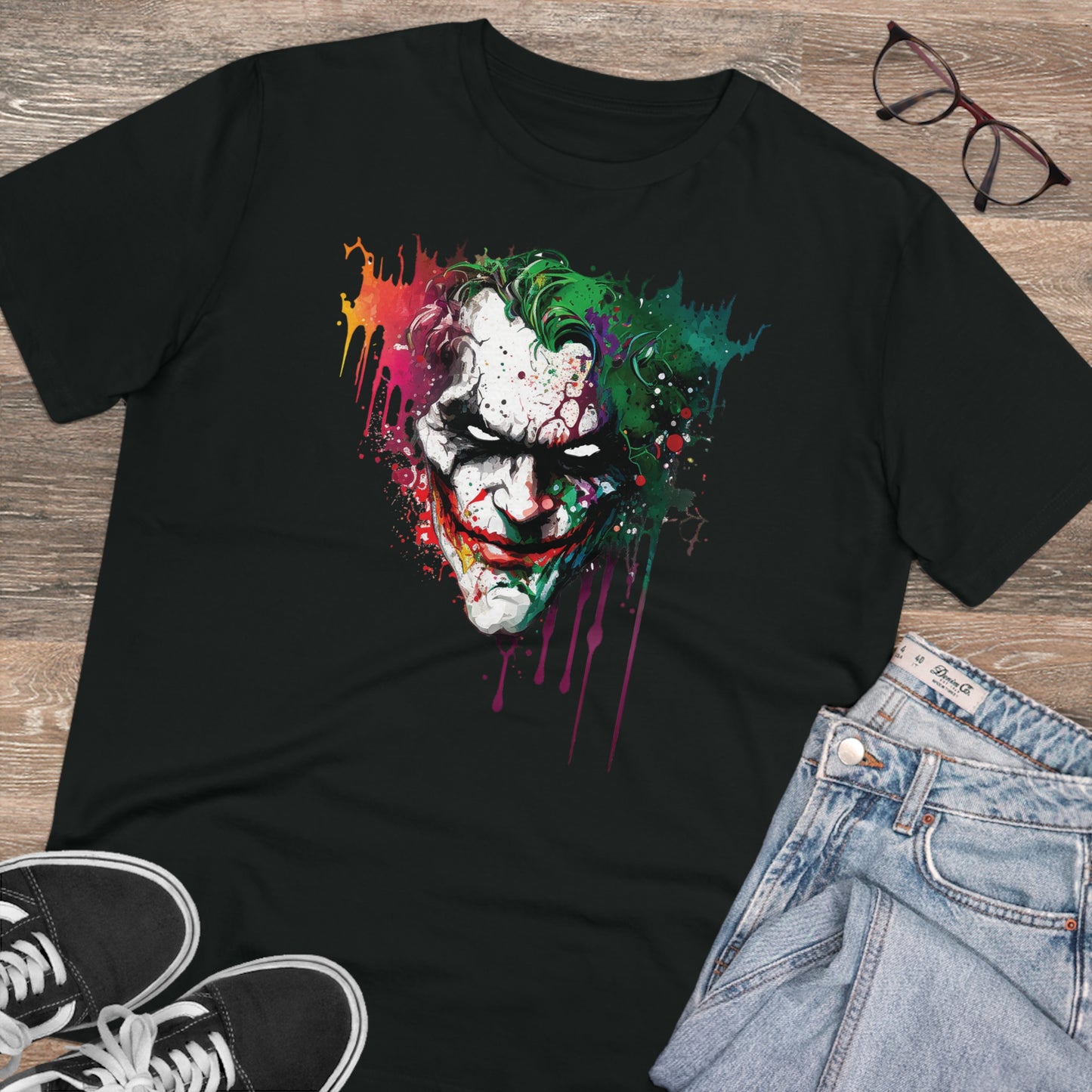 The Joker T-shirt in Watercolor Style, Unisex and Eco-Friendly - Make a Statement with Unique Artistic Design