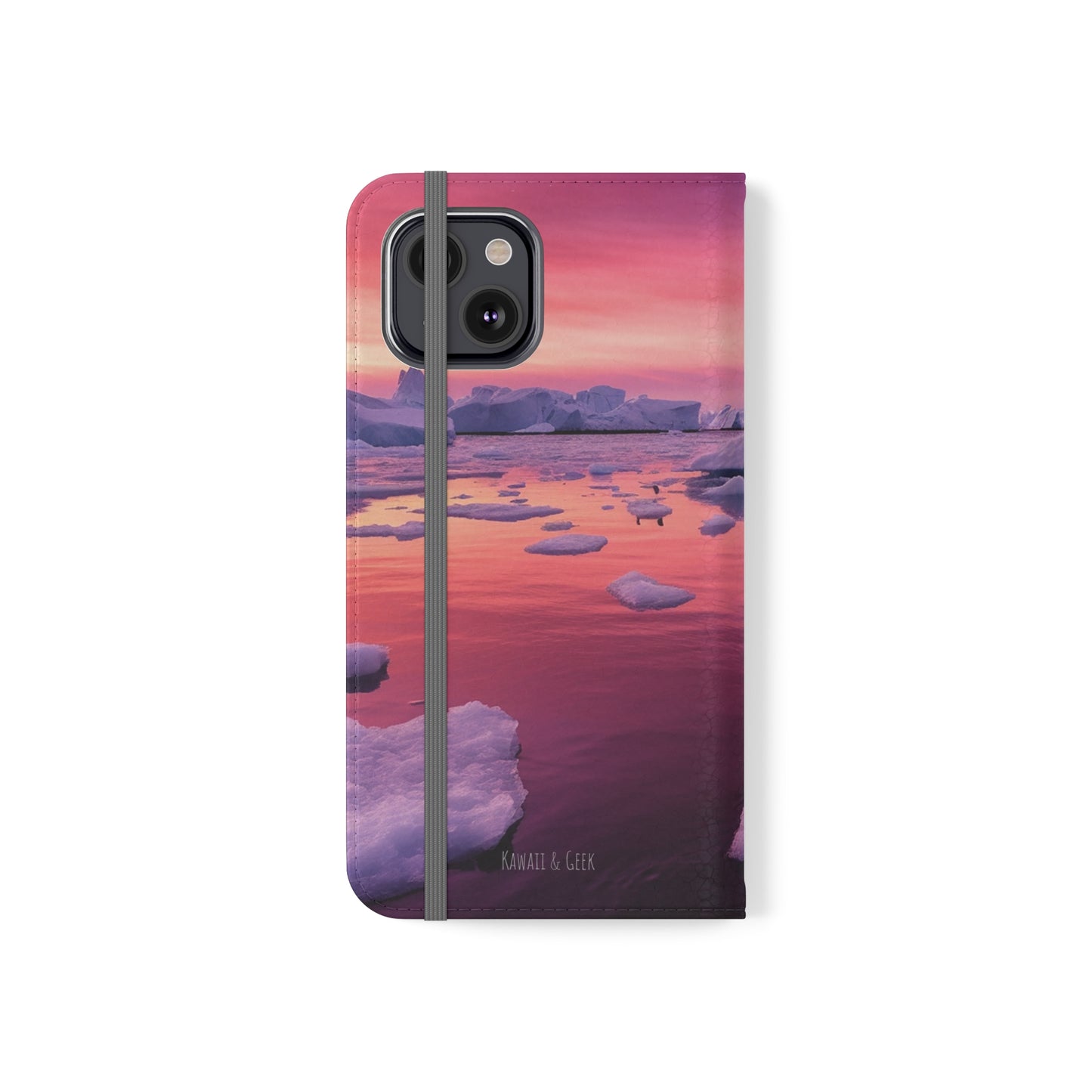 Pinky Arctic Landscape at Sunset Flip Phone Case - Capture the Serenity of Nature on Your Device