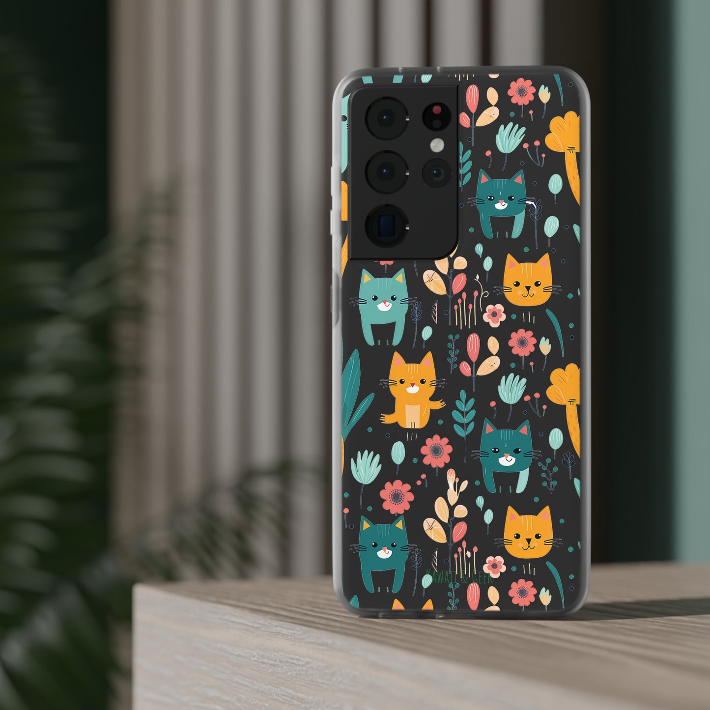 Cute Cats & Flowers Flexi and semi Transparent Phone Case