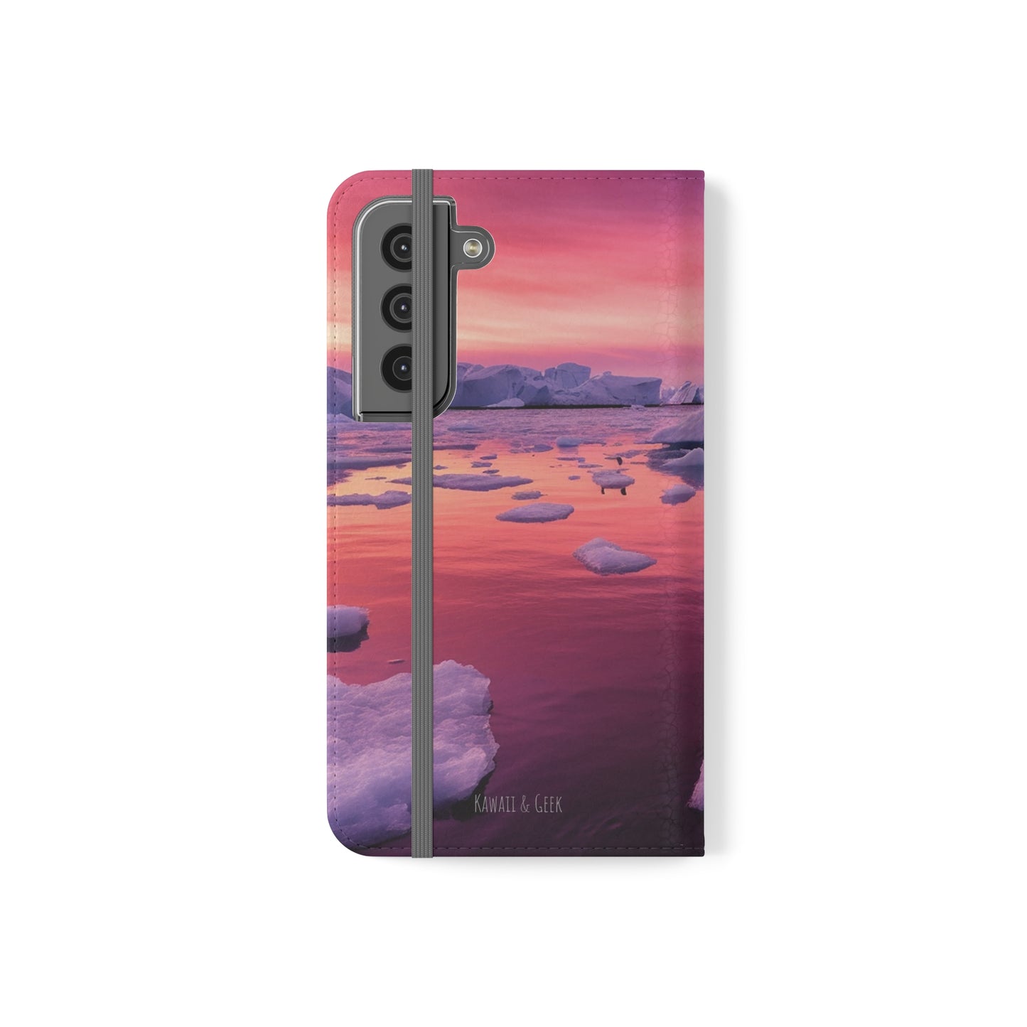 Pinky Arctic Landscape at Sunset Flip Phone Case - Capture the Serenity of Nature on Your Device