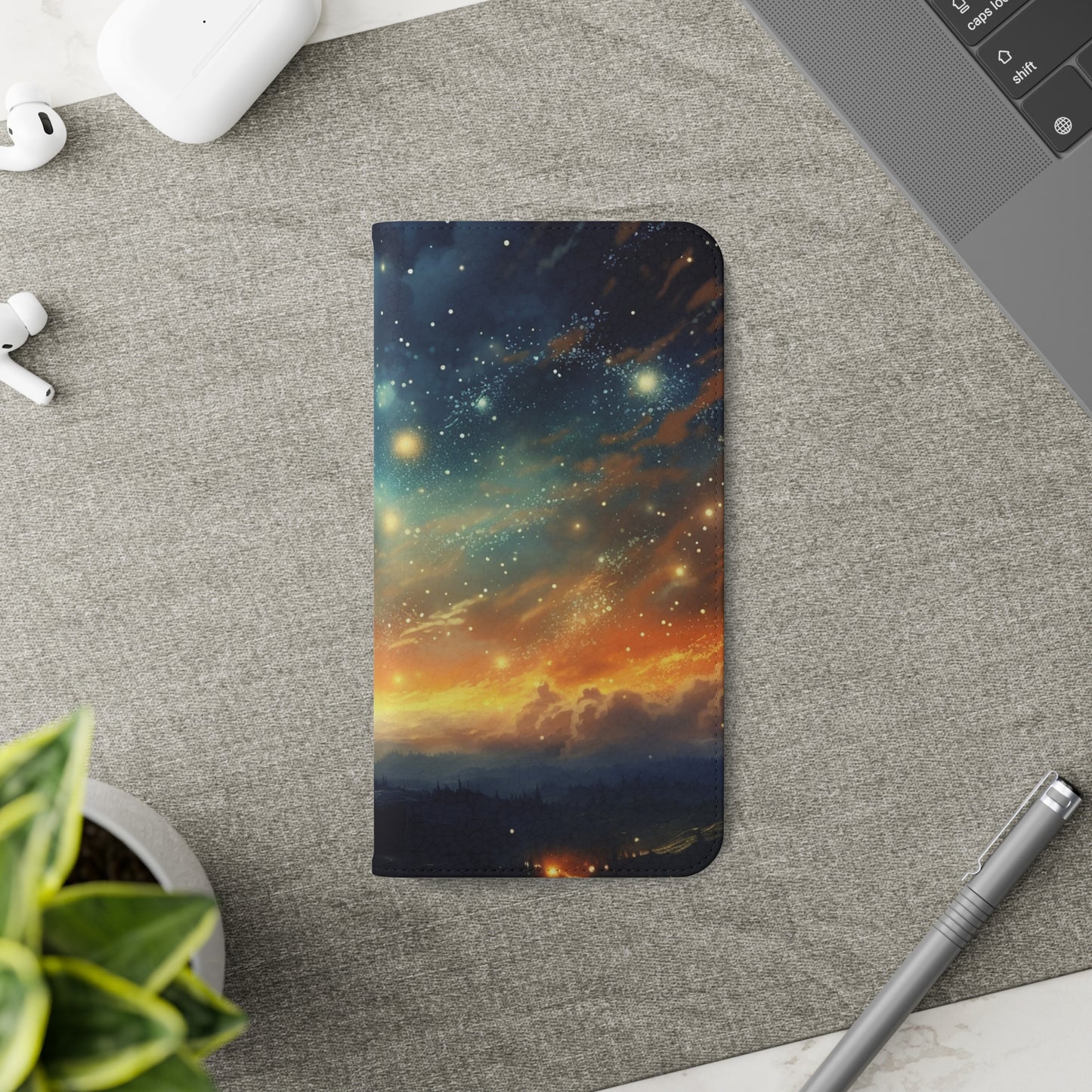 Wonderful Starry Night Flip Phone Case - Embrace the Beauty of the Night Sky