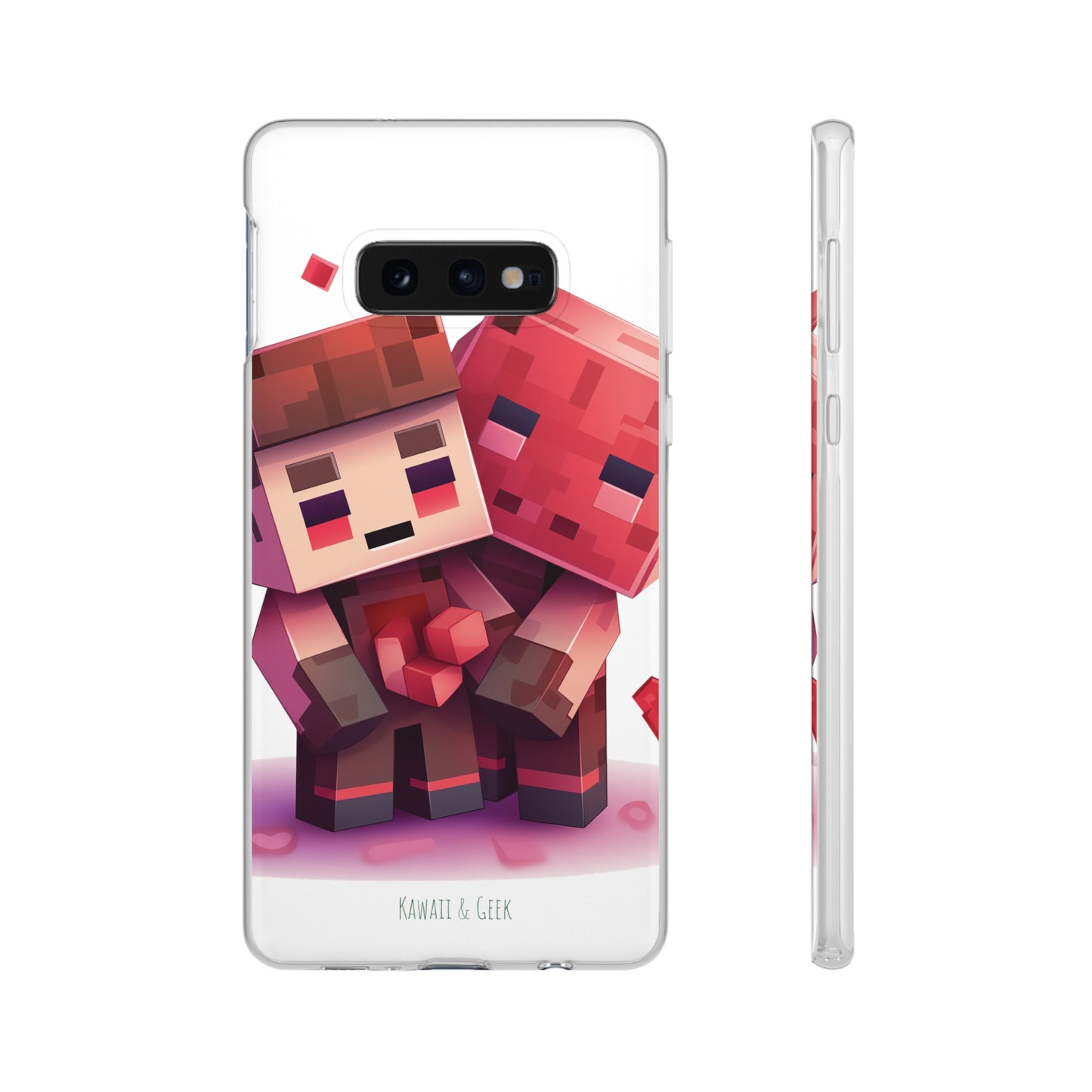 Minecraft-Style Couple Phone Case - Flexi & Semi-Transparent Valentine's Edition