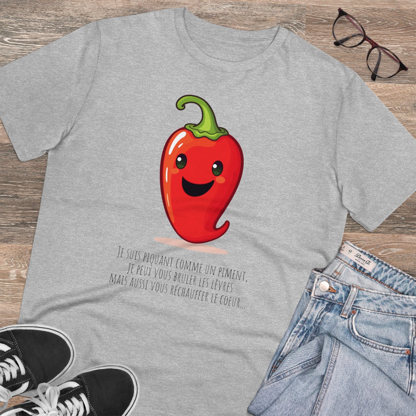 Cute and Smiling Red Hot Pepper Eco-Friendly T-Shirt - FRENCH