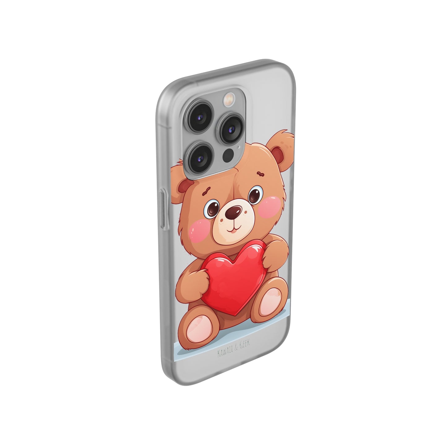 Teddy Bear Heart Phone Case - Flexi & Semi-Transparent - Valentine's Day