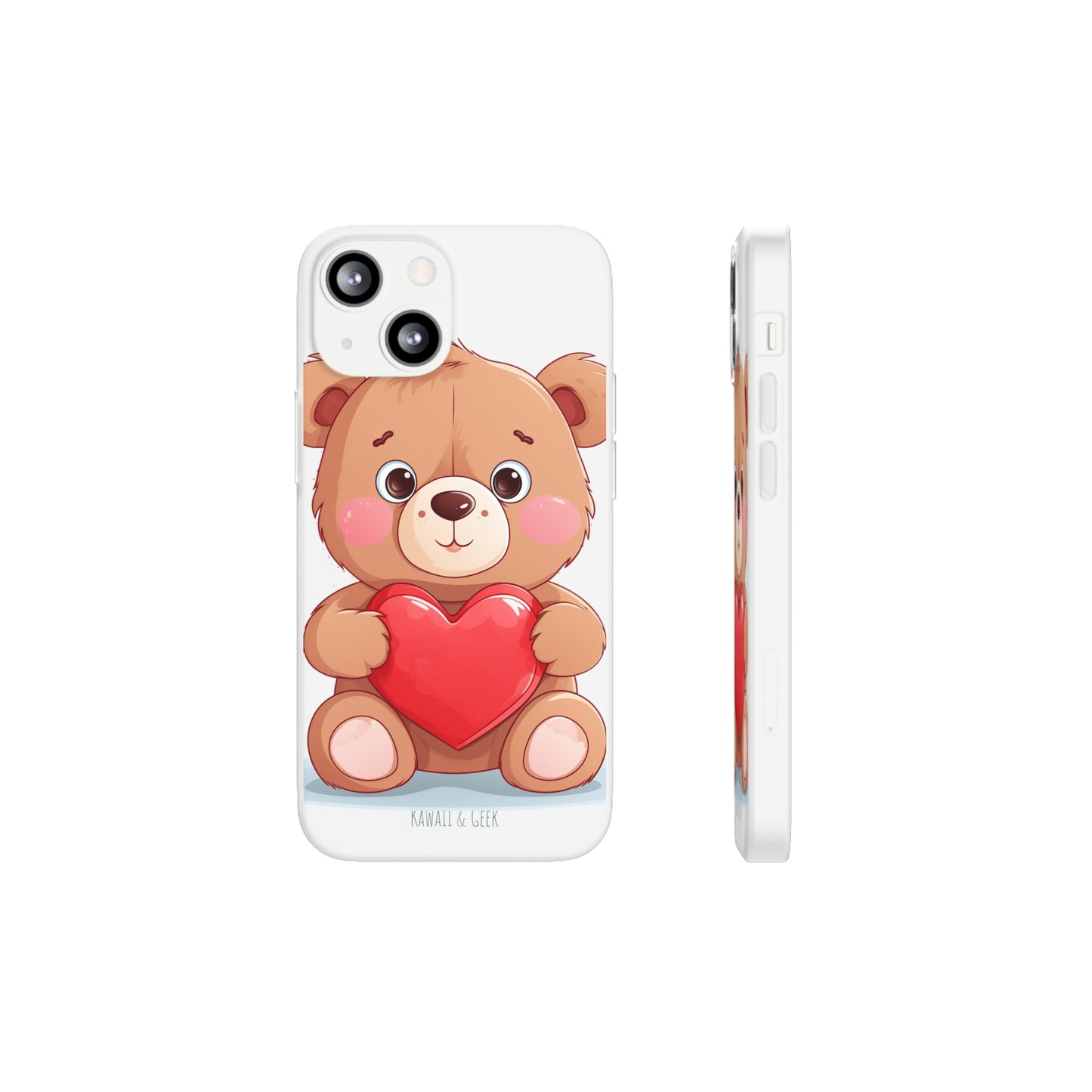 Teddy Bear Heart Phone Case - Flexi & Semi-Transparent - Valentine's Day