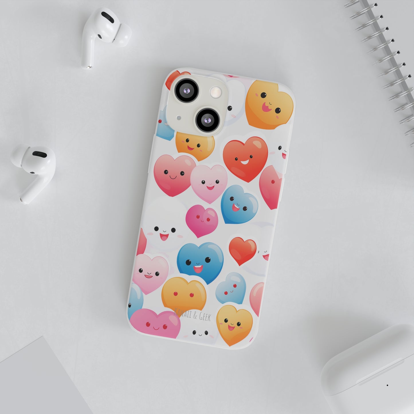 Kawaii Hearts Flexi Transparent Phone Case