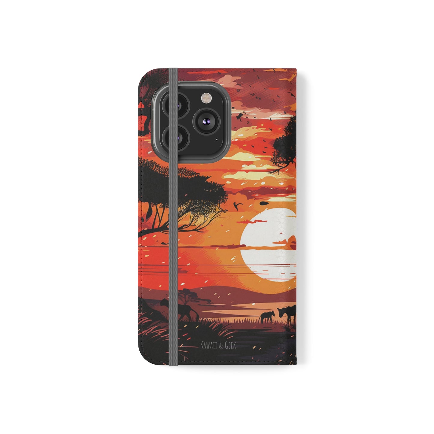 African Landscape Sunset Flip Phone Case - Capture the Serenity of the Savanna on Your Device