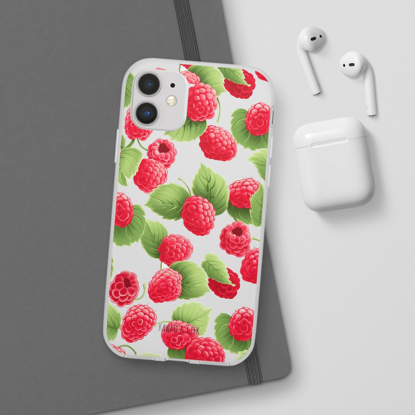 Raspberry Delight: Transparent Flexi Phone Case