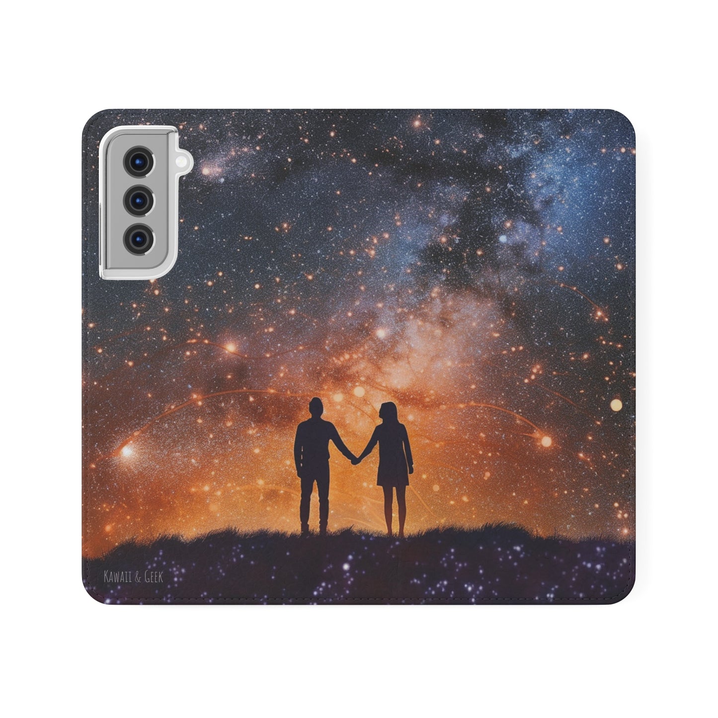 Starry Night Lovers Flip Phone Case - Embrace the Beauty of the Night Sky