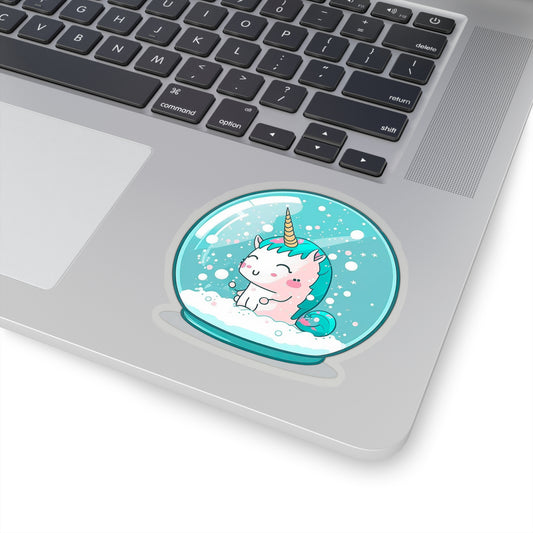 Kawaii Unicorn in Snowball Sticker - Add Some Cute and Whimsical Style to Your Tech