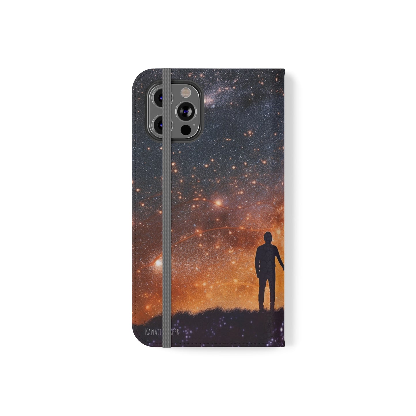 Starry Night Lovers Flip Phone Case - Embrace the Beauty of the Night Sky