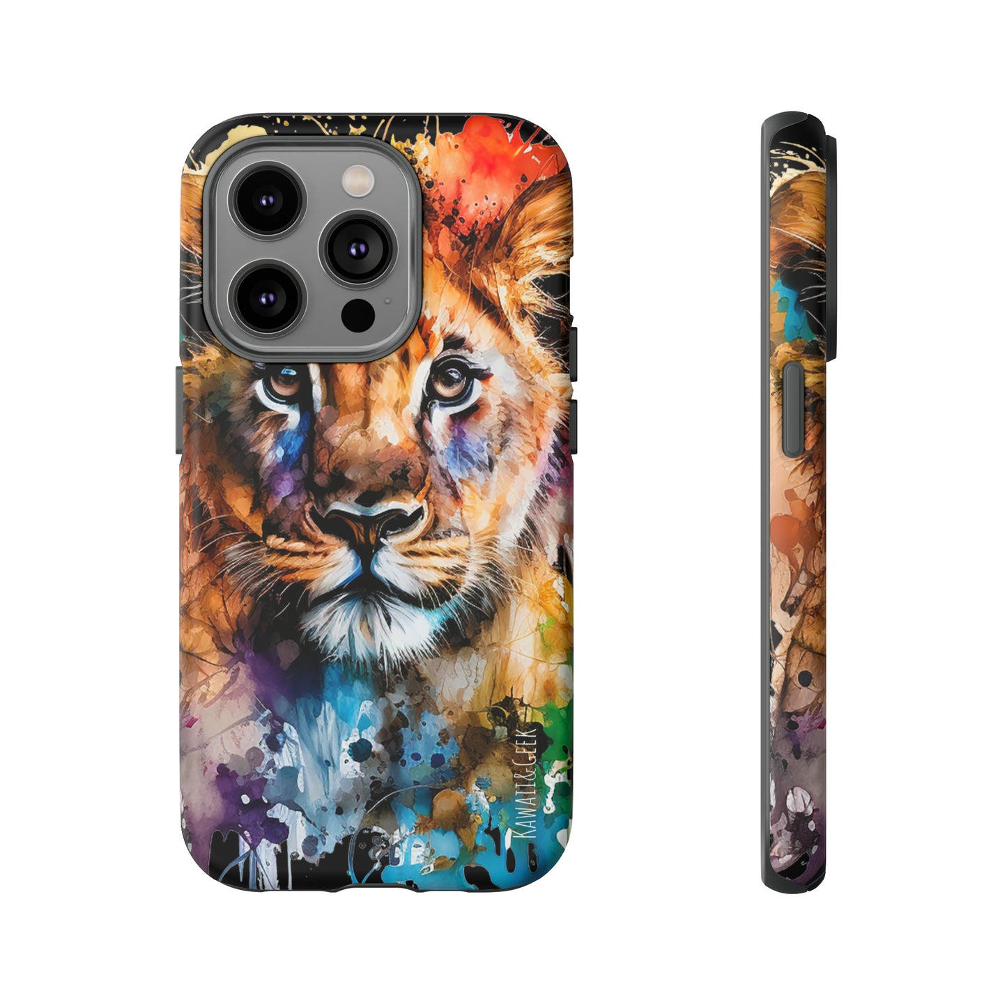 Watercolor Lion Cub Tough Phone Case - iPhone 15 compatible