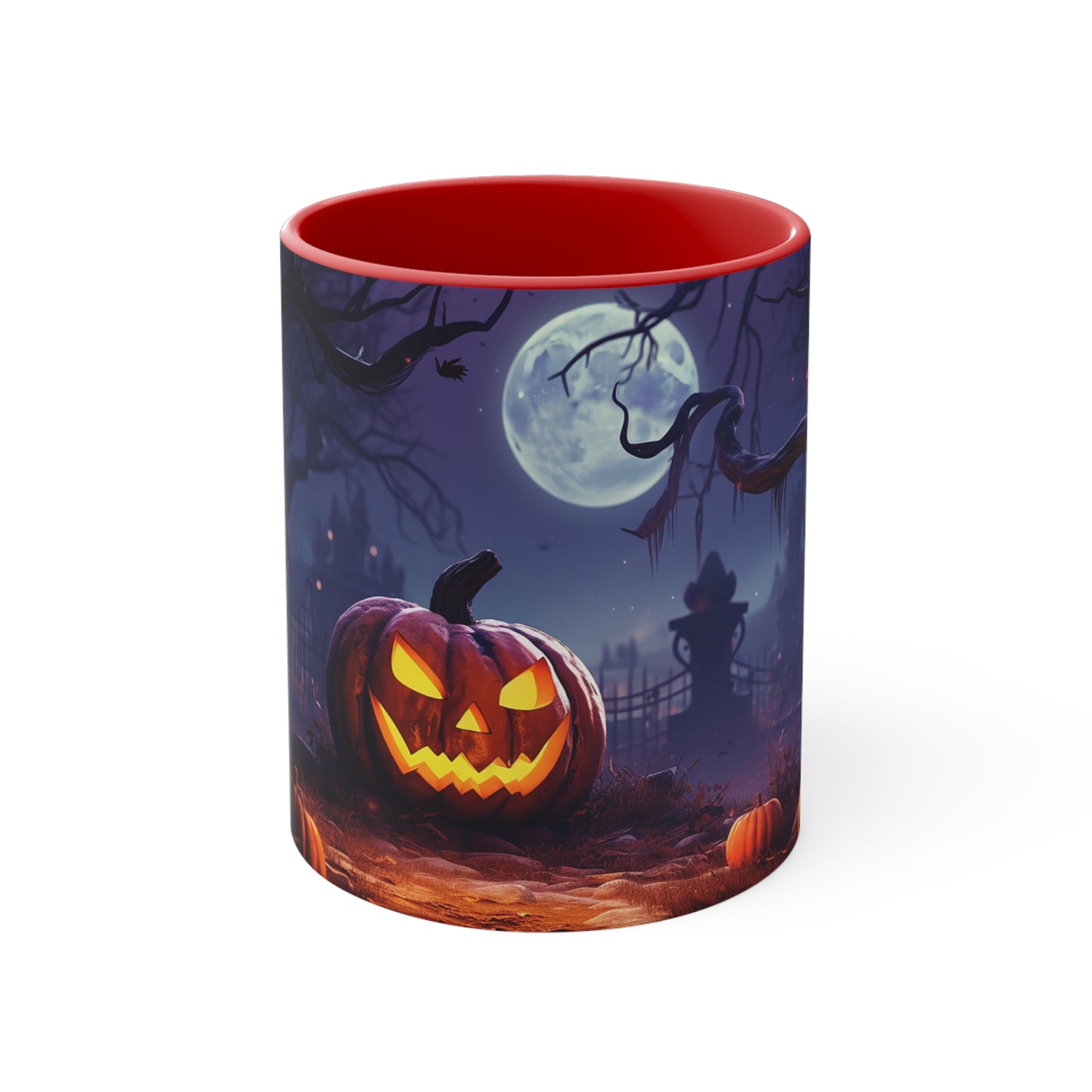 Evil Jack-o-lantern 11 oz Bicolor Mug: Halloween Cemetery Special