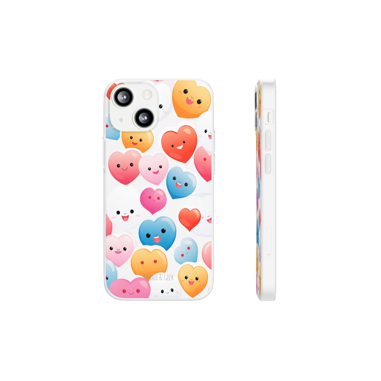 Kawaii Hearts Flexi Transparent Phone Case