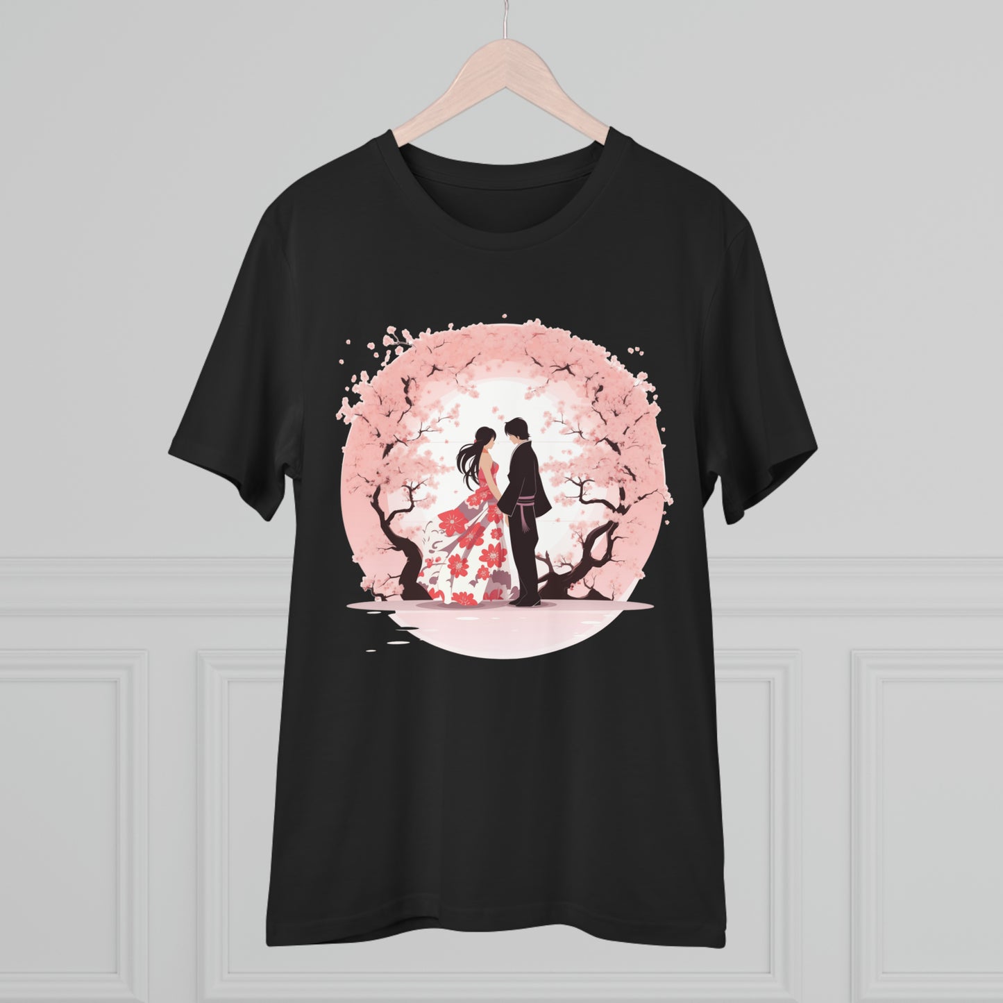 Cherry Blossom Romance T-shirt - Japanese Couple Design - Valentine's Day Special