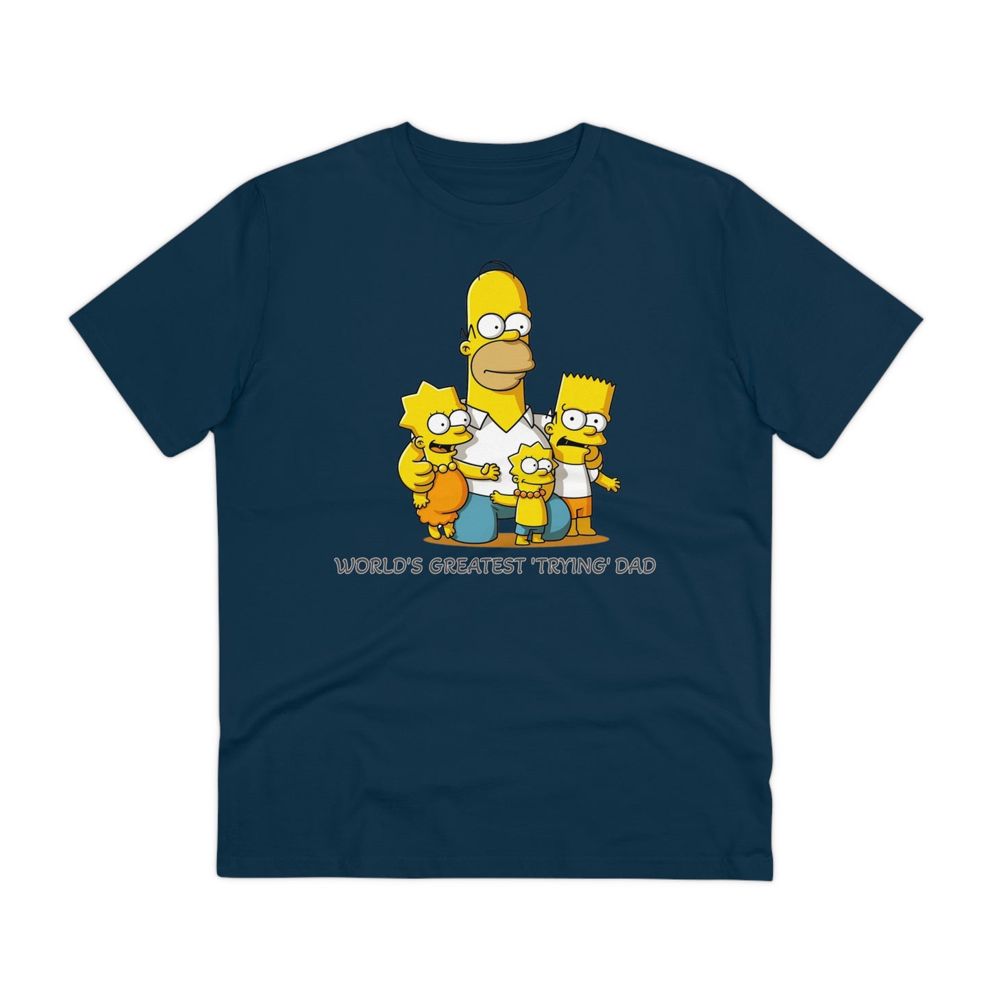 World's Greatest Trying Dad - Unisex Eco-Friendly T-Shirt - Celebrate Father's Day with Cute Homer Simpson and His Kids