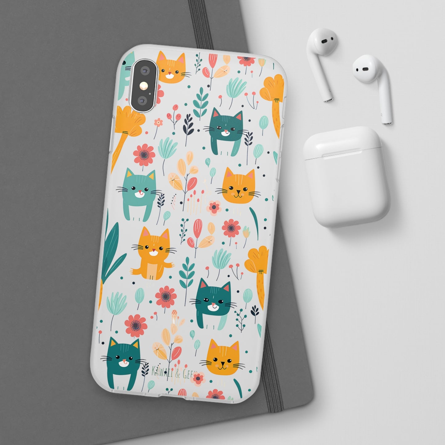 Cute Cats & Flowers Flexi and semi Transparent Phone Case